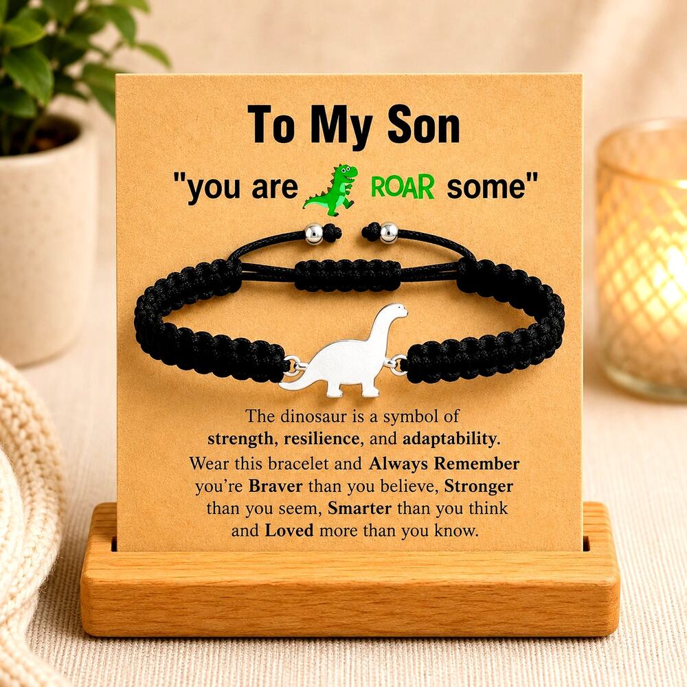 Adjustable Dinosaur Woven Wristband Bracelet To My Son